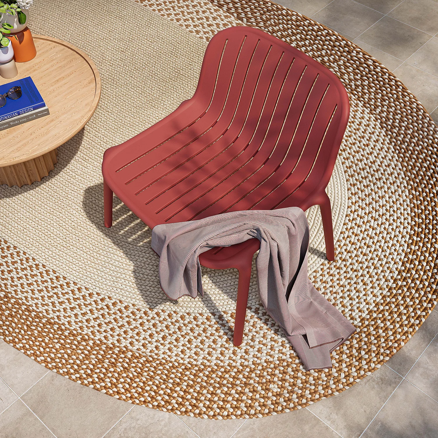 Poltrona da giardino in polipropilene - Rosso parma - 3