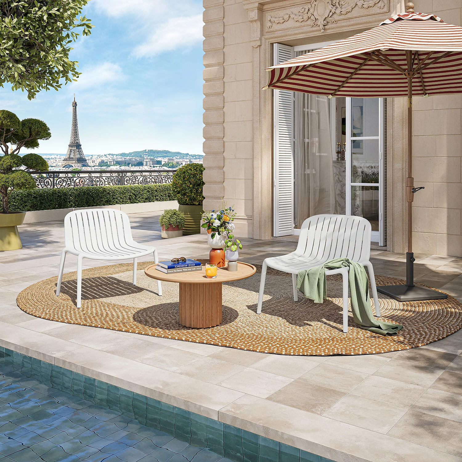 Fauteuil de jardin en polypropylène - Blanc opalin - 1