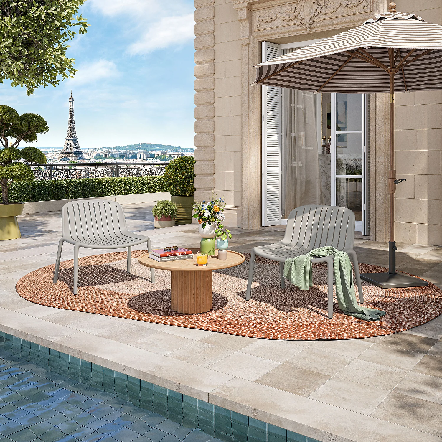 Fauteuil de jardin en polypropylène - Gris argile - 1