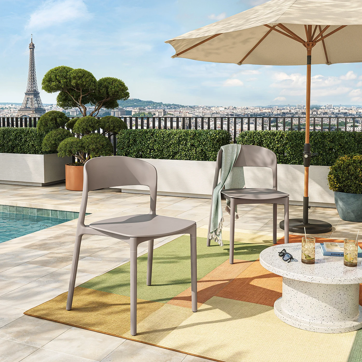 Lot de 2 chaises de jardin en polypropylène - Taupe - Design by Favaretto & Partners - 1