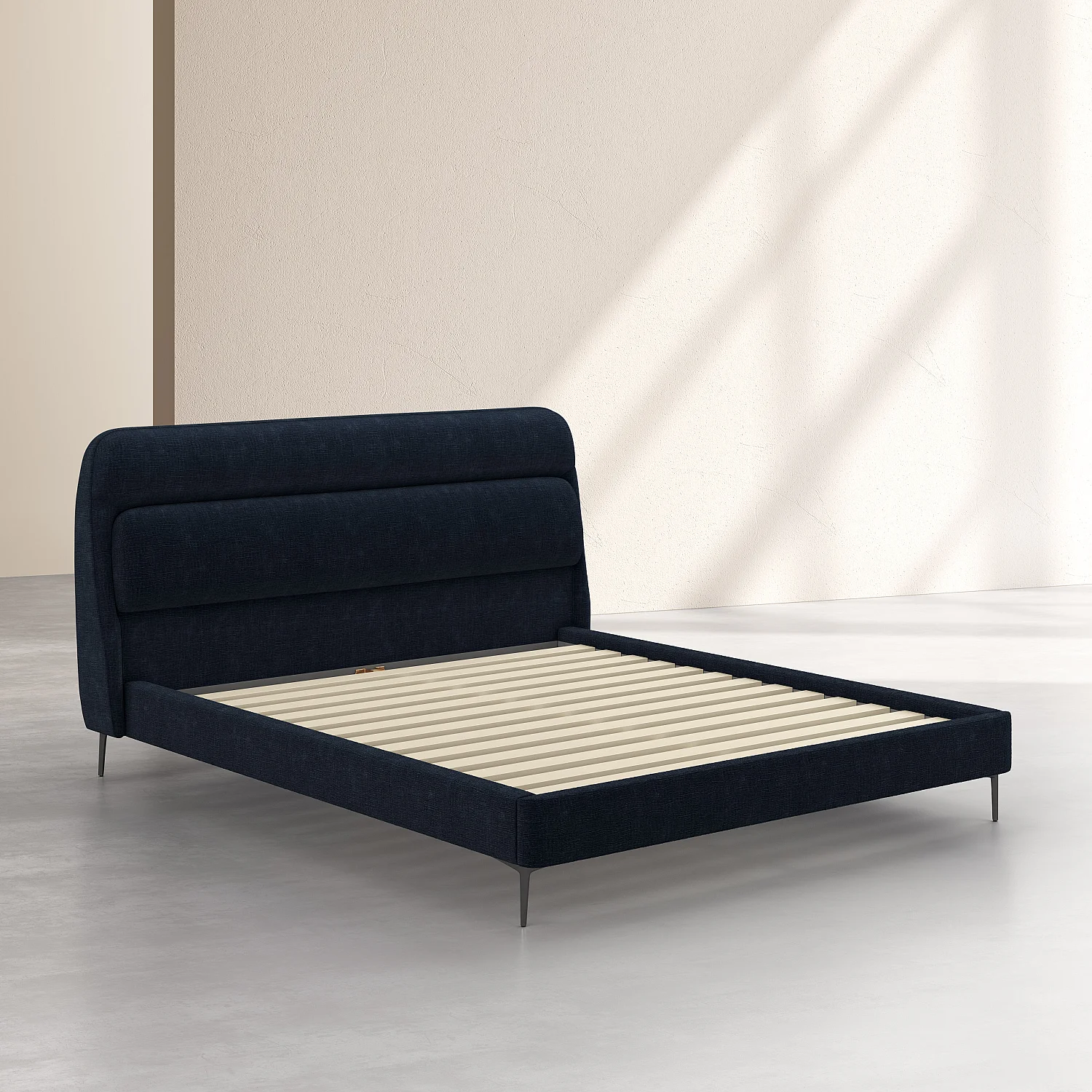 Bed 160 x 200 cm in stof - Middernachtblauw - 4