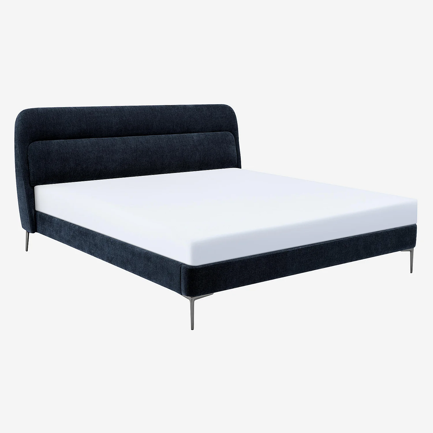 Lit 160 x 200 cm en tissu - Bleu nuit - 2