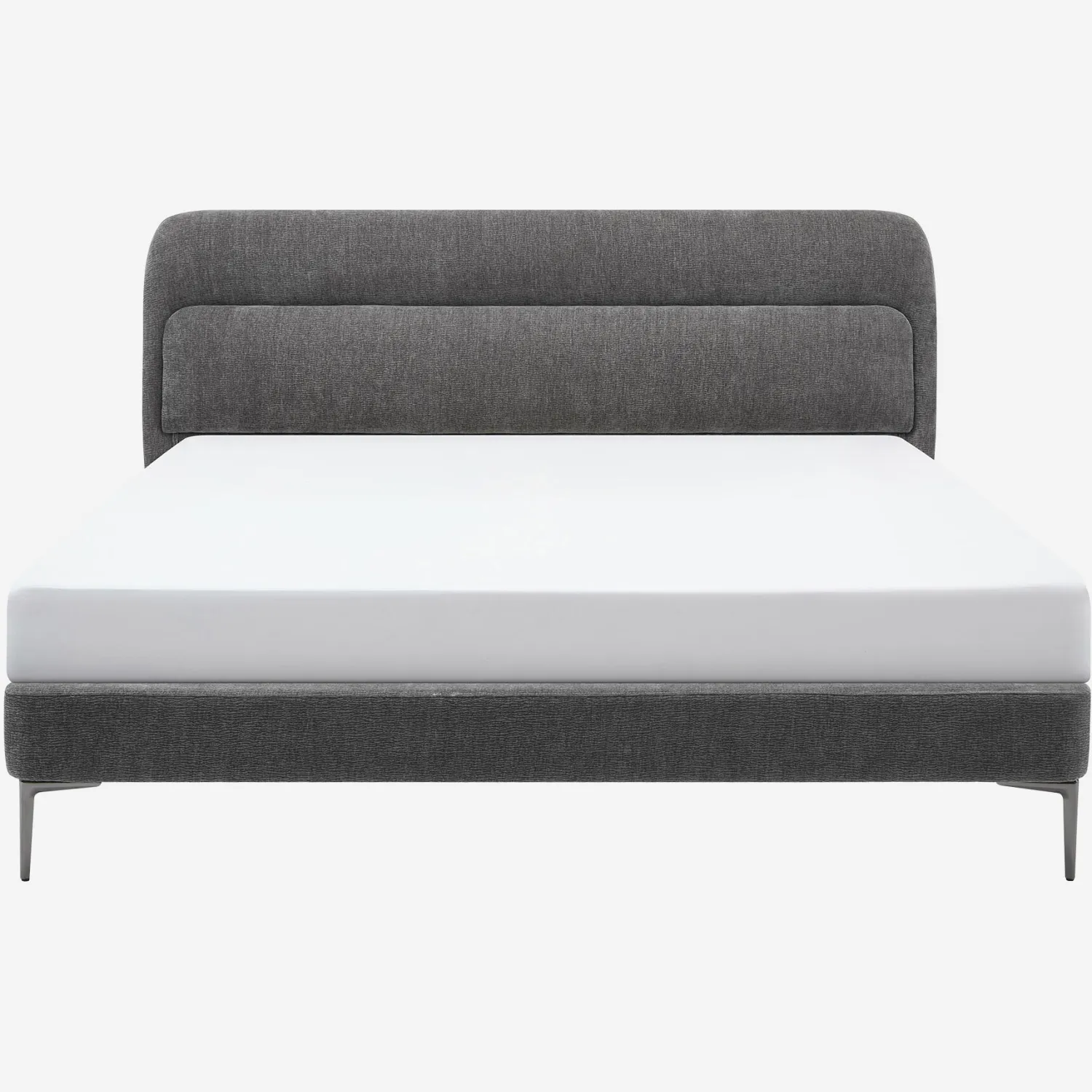 Lit 160 x 200 cm en tissu - Gris galet