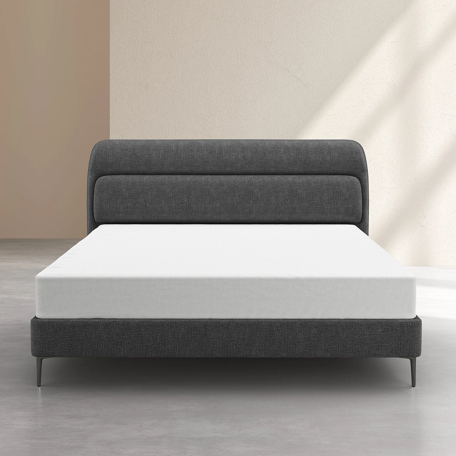 Lit 160 x 200 cm en tissu - Gris galet - 4