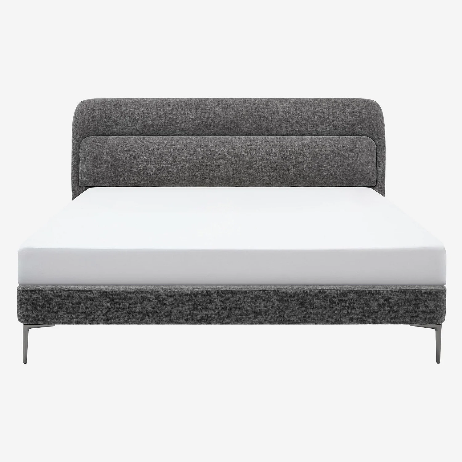 Lit 160 x 200 cm en tissu - Gris galet - 5