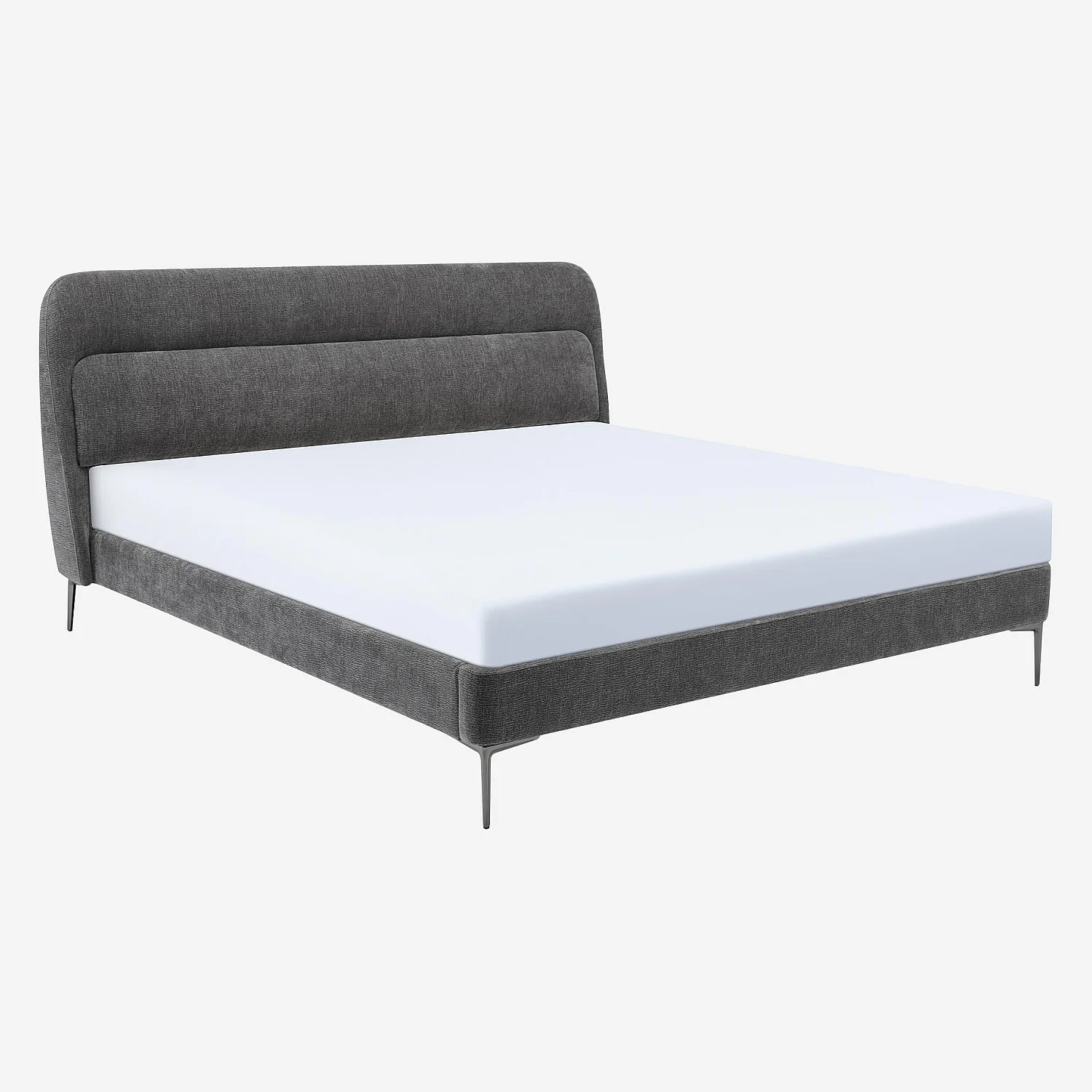 Lit 180 x 200 cm en tissu - Gris galet - 2