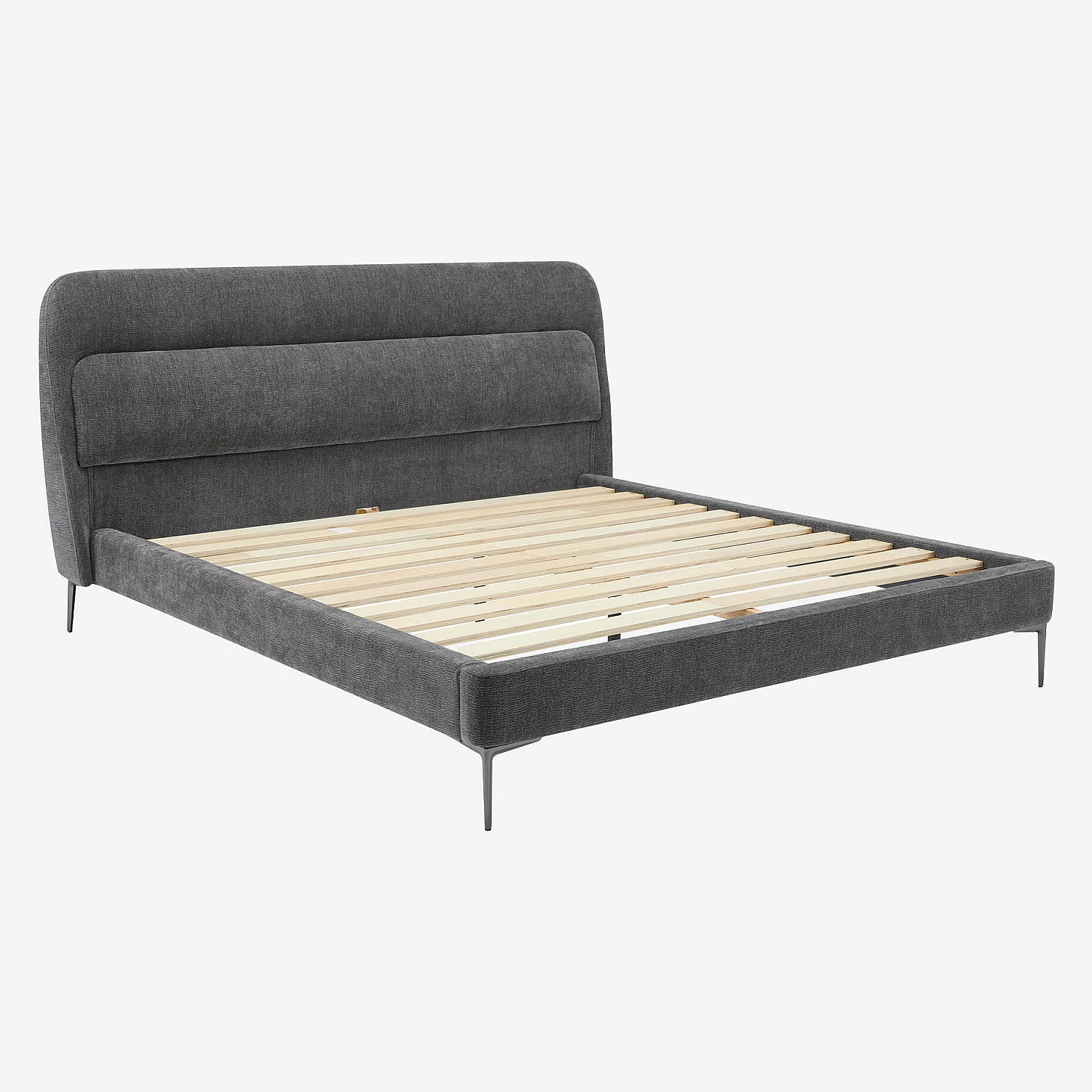 Lit 180 x 200 cm en tissu - Gris galet - 5