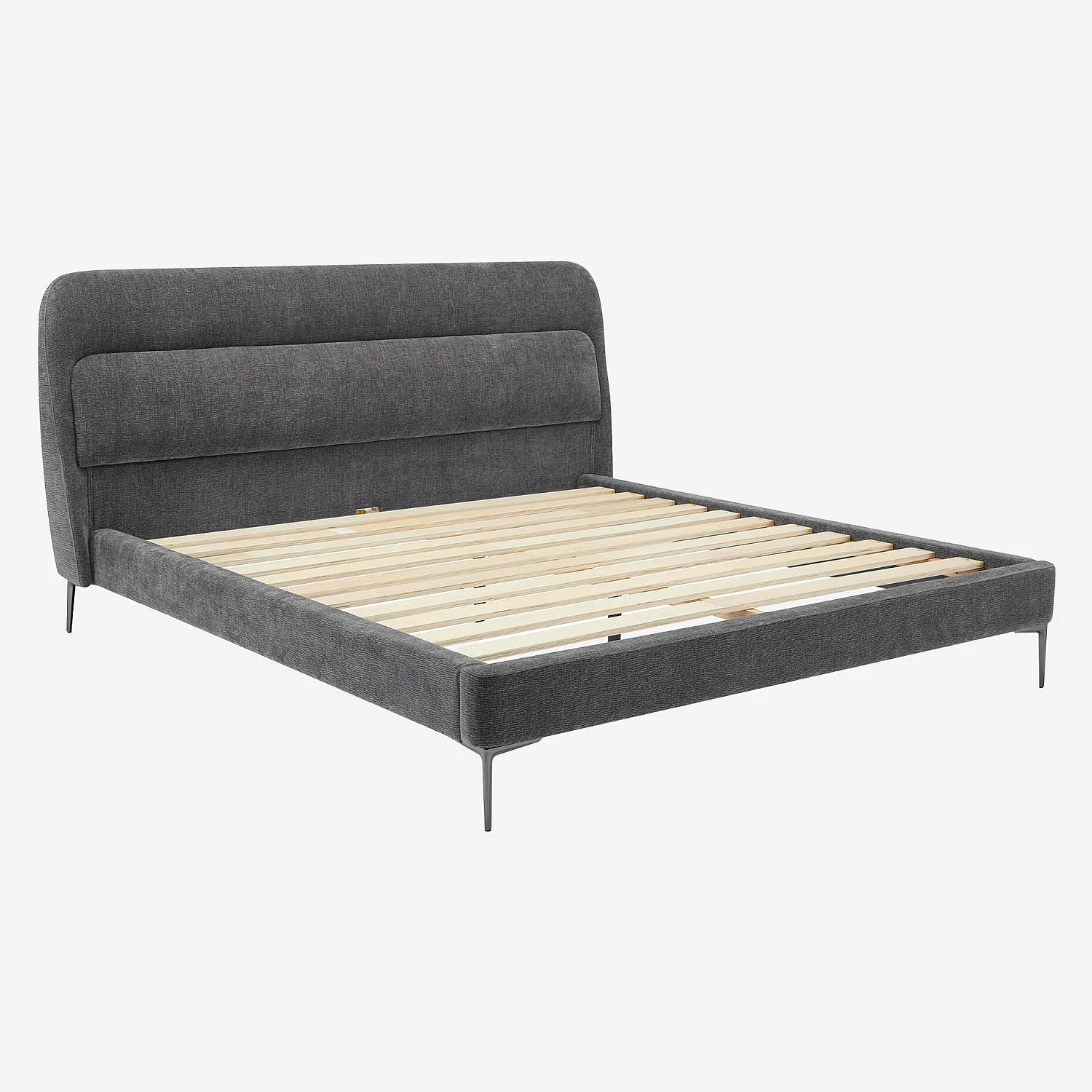 Lit 180 x 200 cm en tissu - Gris galet - 5