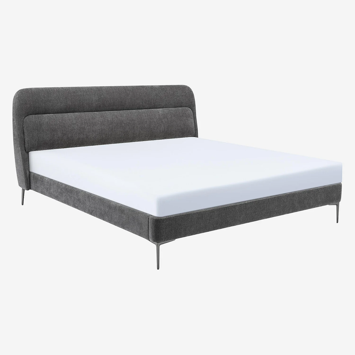 Lit 180 x 200 cm en tissu - Gris galet - 2