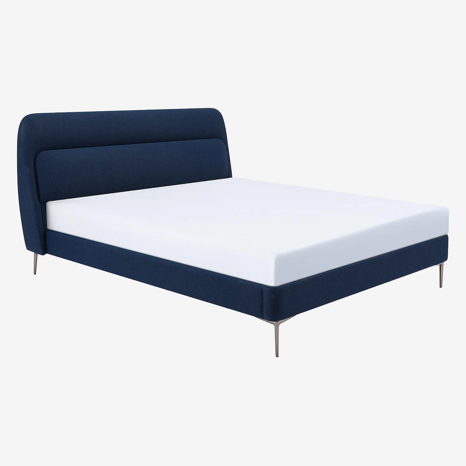 Lit 160 x 200 cm en tissu 3D - Bleu marine - 2