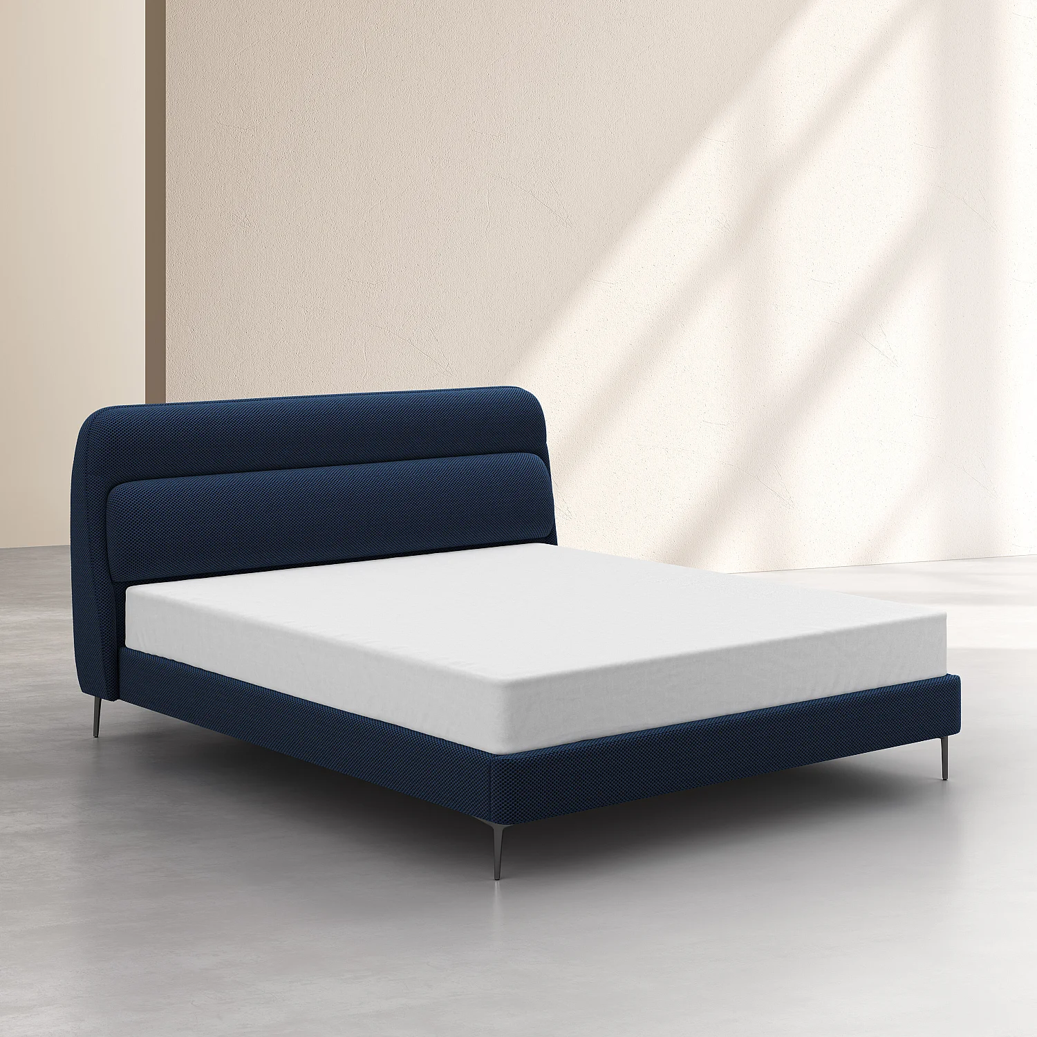 Cama 160 x 200 cm de tejido 3D - Azul marino - 2