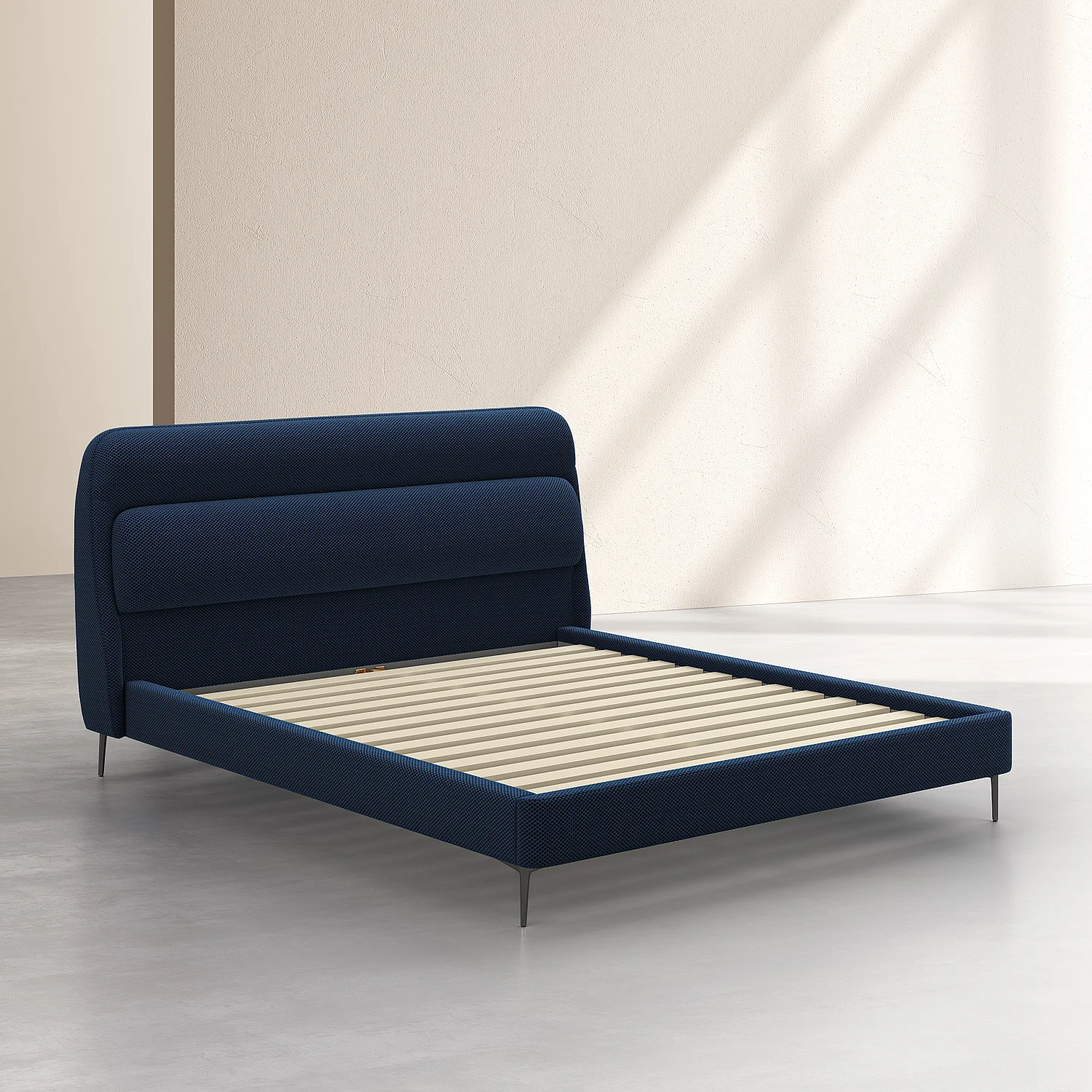 Cama 160 x 200 cm de tejido 3D - Azul marino - 4