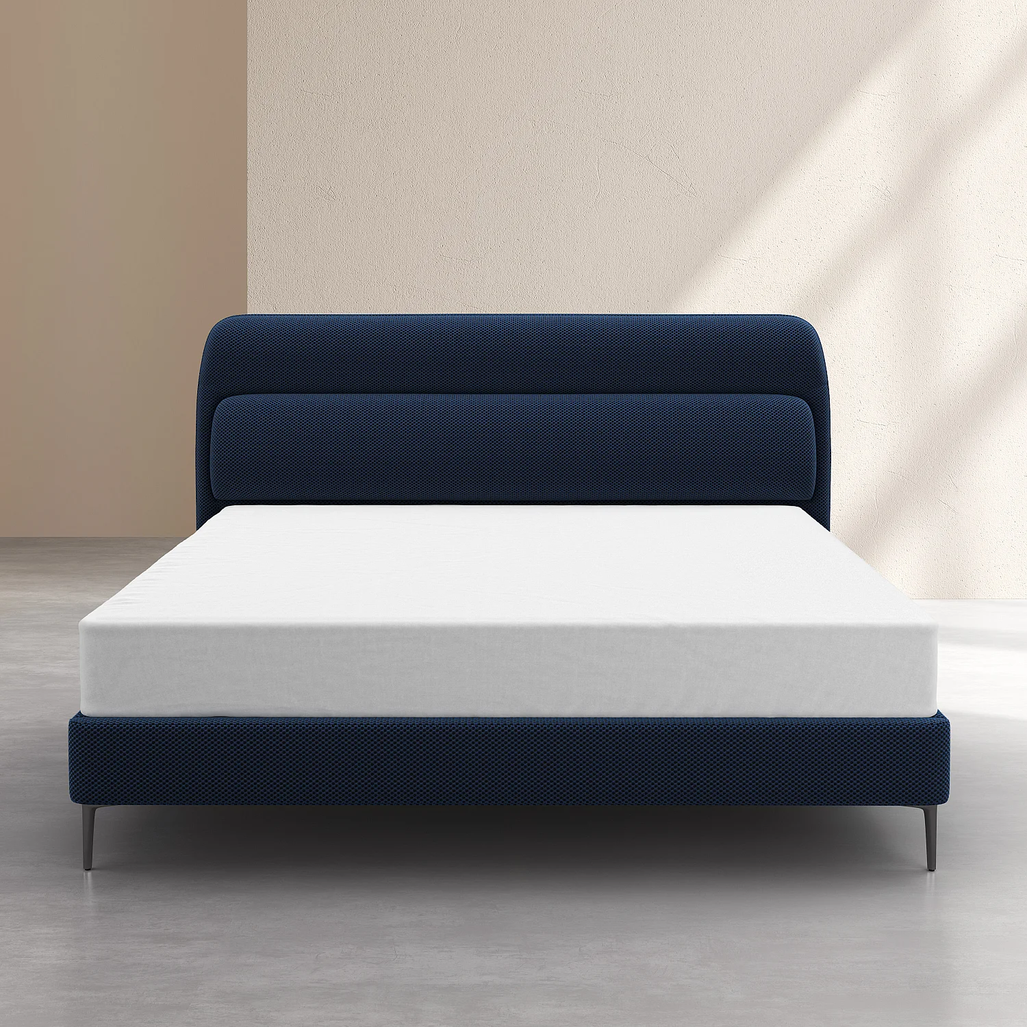 Cama 160 x 200 cm de tejido 3D - Azul marino - 3
