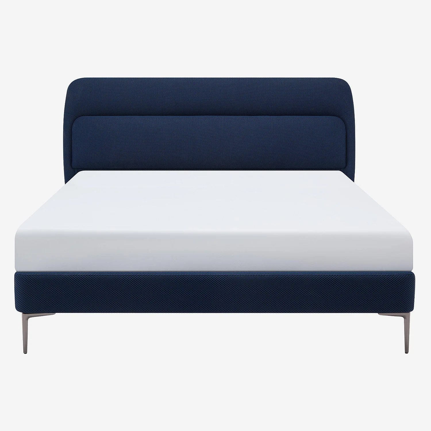 Lit 160 x 200 cm en tissu 3D - Bleu marine - 4