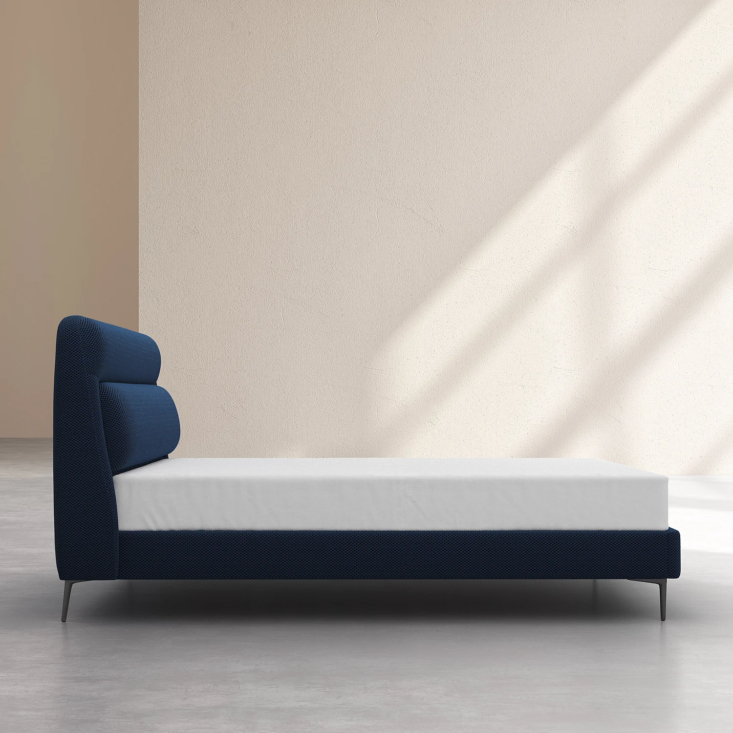 Cama 180 x 200 cm de tejido 3D - Azul marino - 5