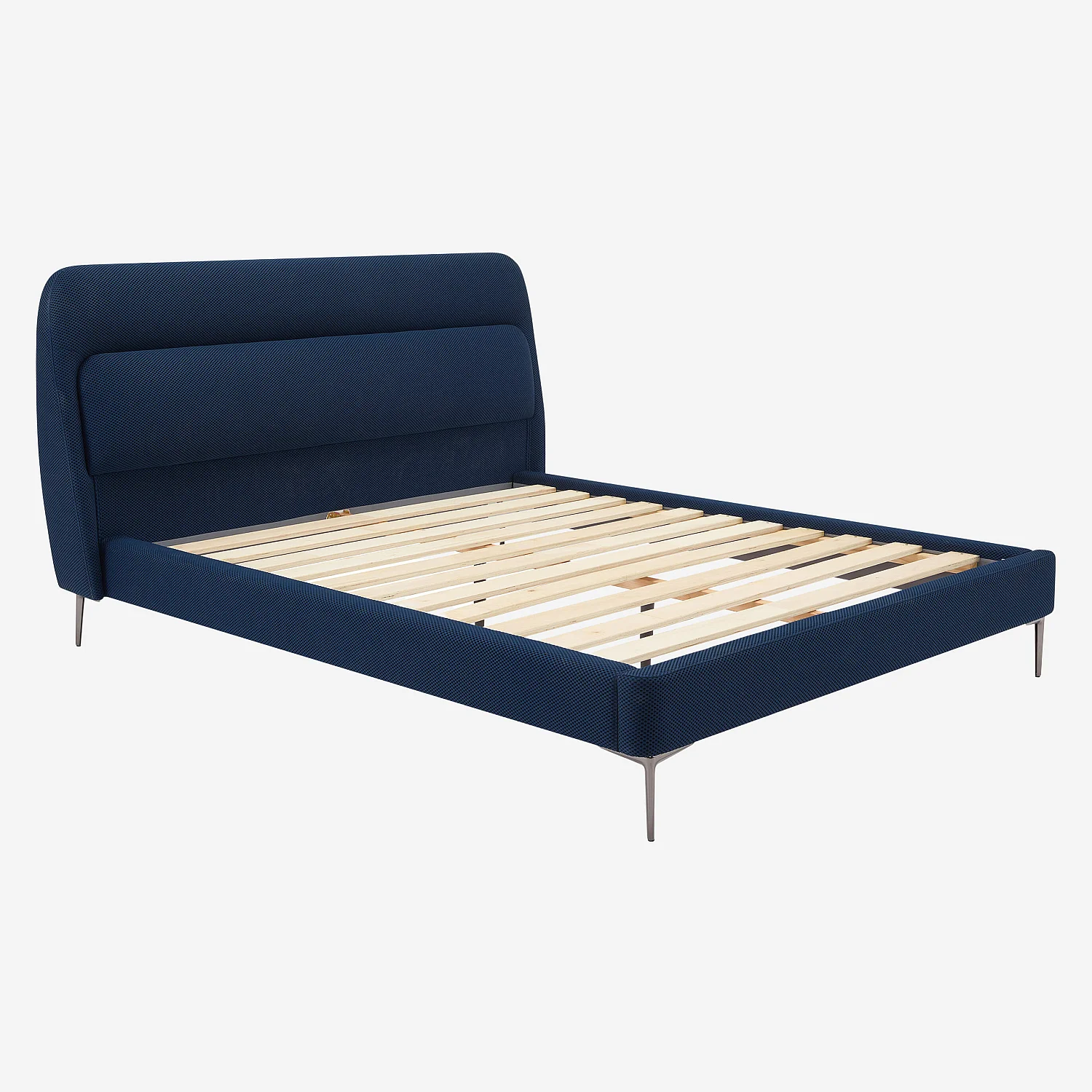 Lit 180 x 200 cm en tissu 3D - Bleu marine - 5