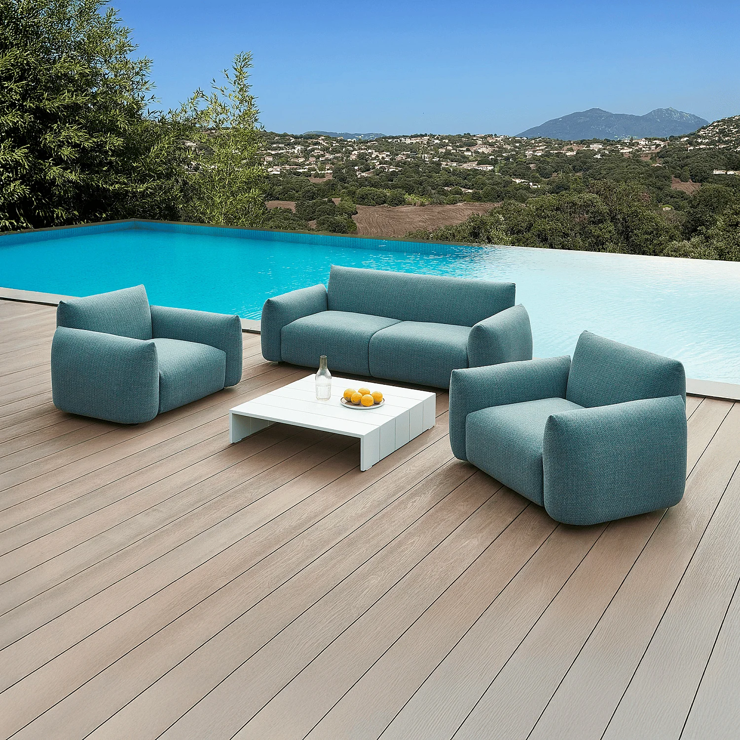 Fauteuil de jardin en tissu imperméable - Bleu canard - 3