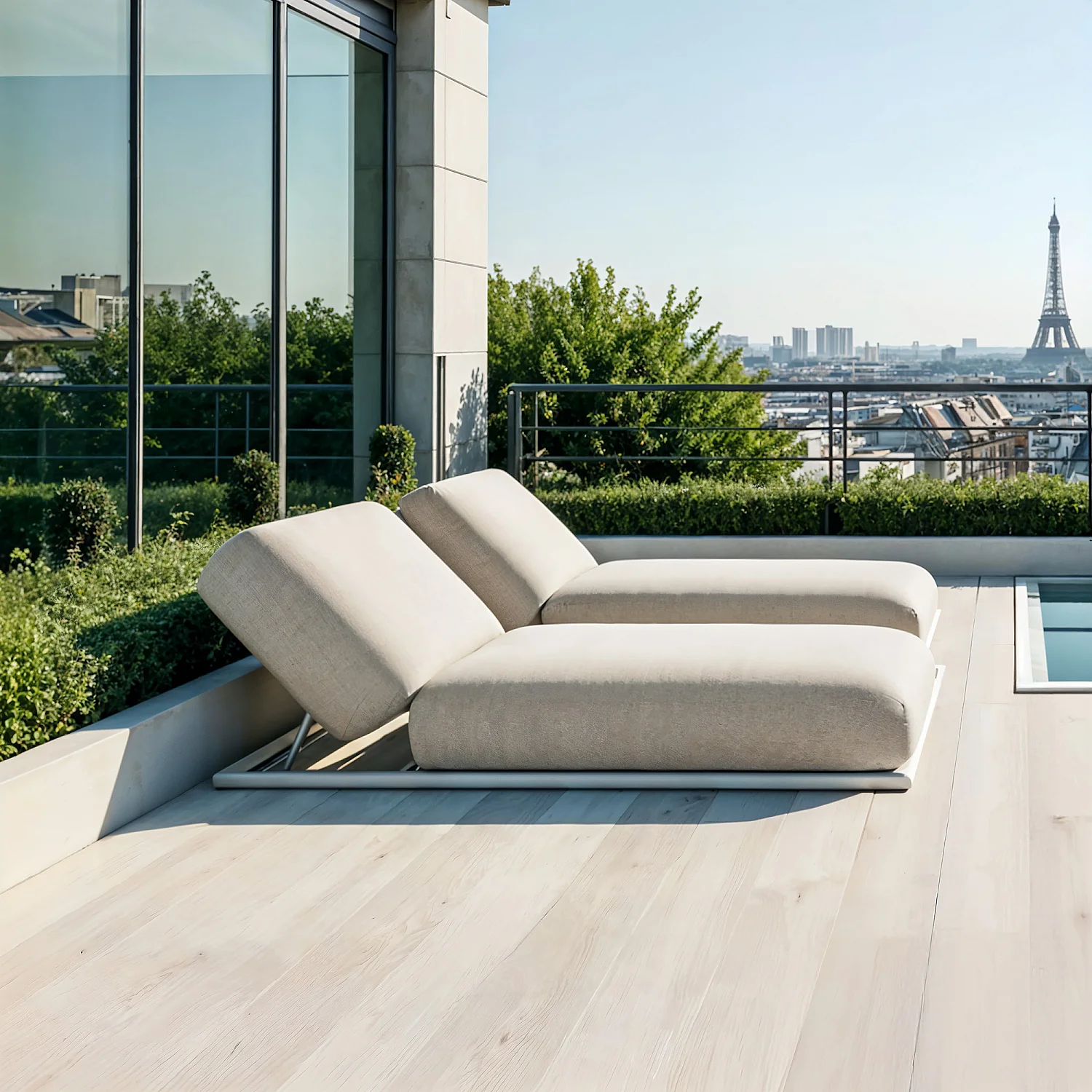 Zonnebed met waterdichte stof - Crème - 3