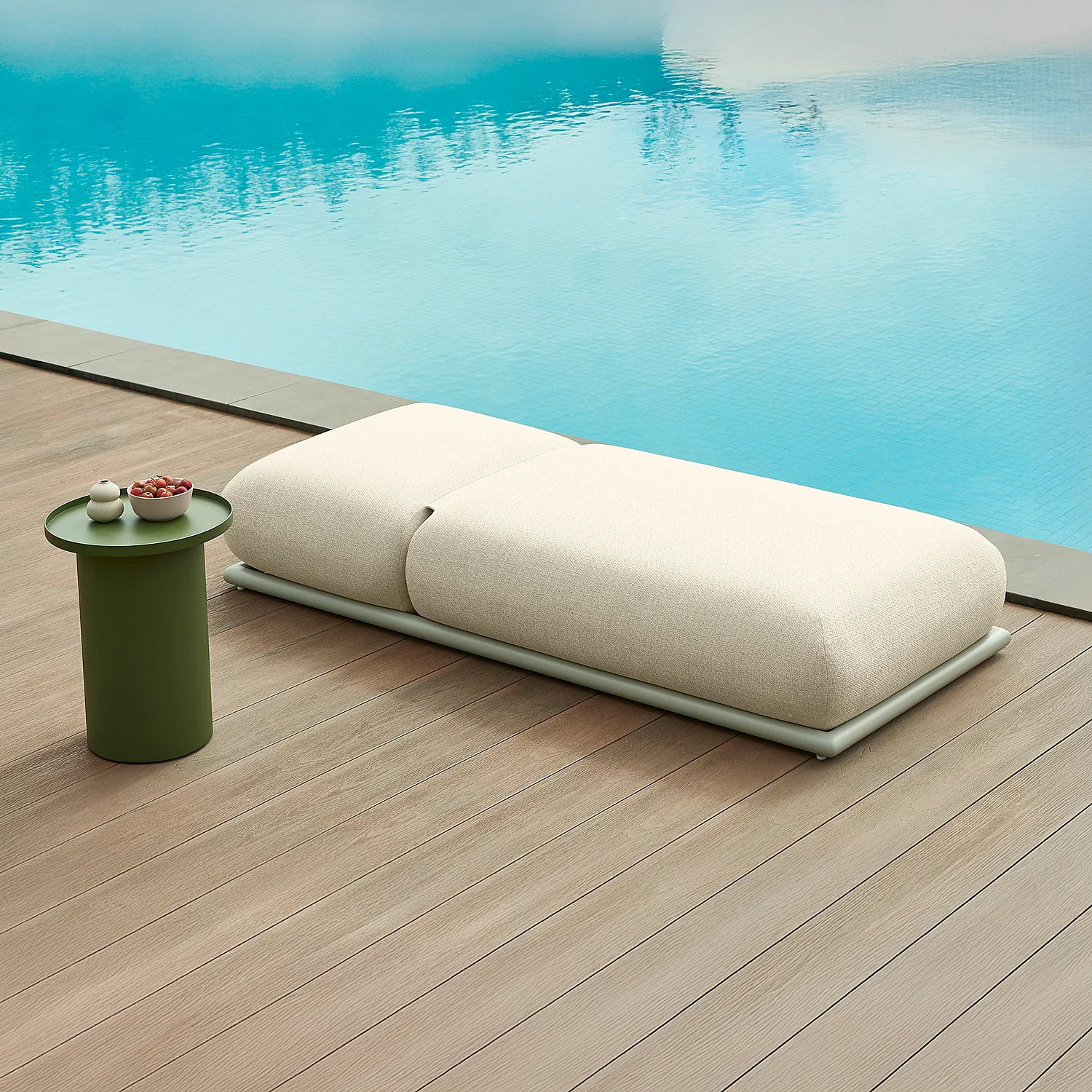 Zonnebed met waterdichte stof - Crème - 6