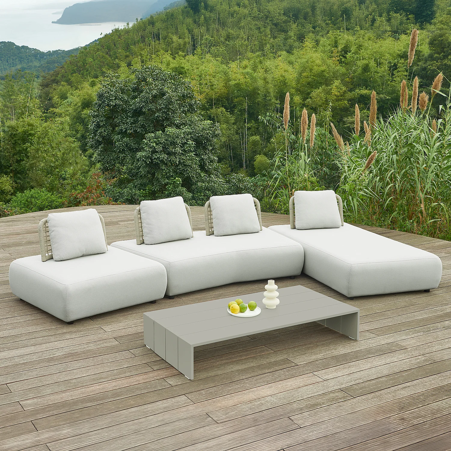 Canapé de jardin 2 places en tissu imperméable - Beige muscade - 3