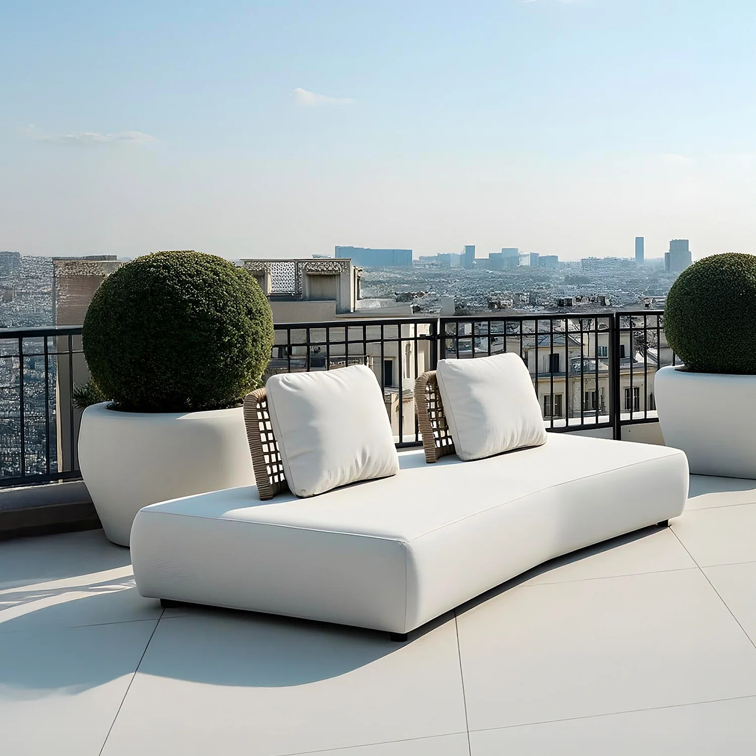 Canapé de jardin 2 places en tissu imperméable - Beige muscade - 8