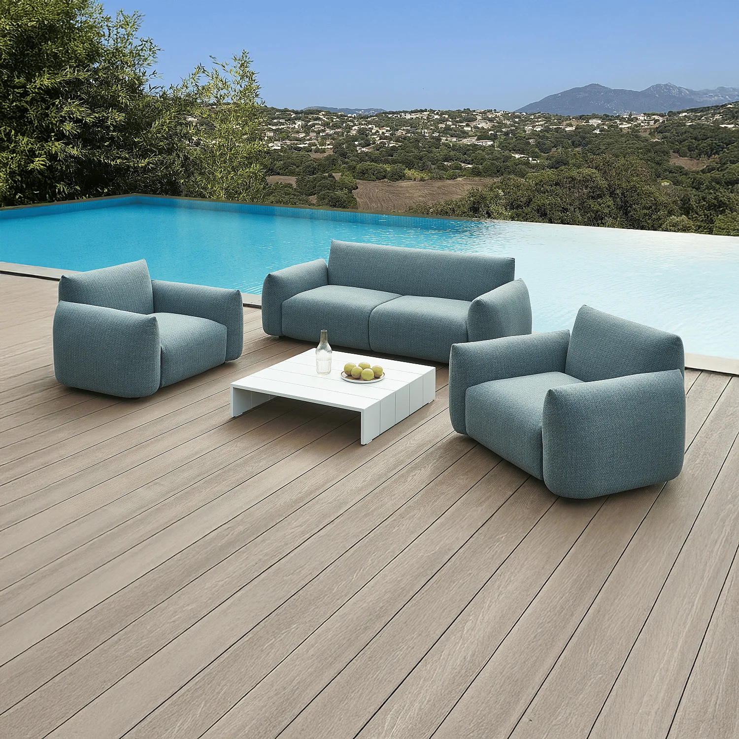 Table basse de jardin en aluminium - Blanc opalin - 1