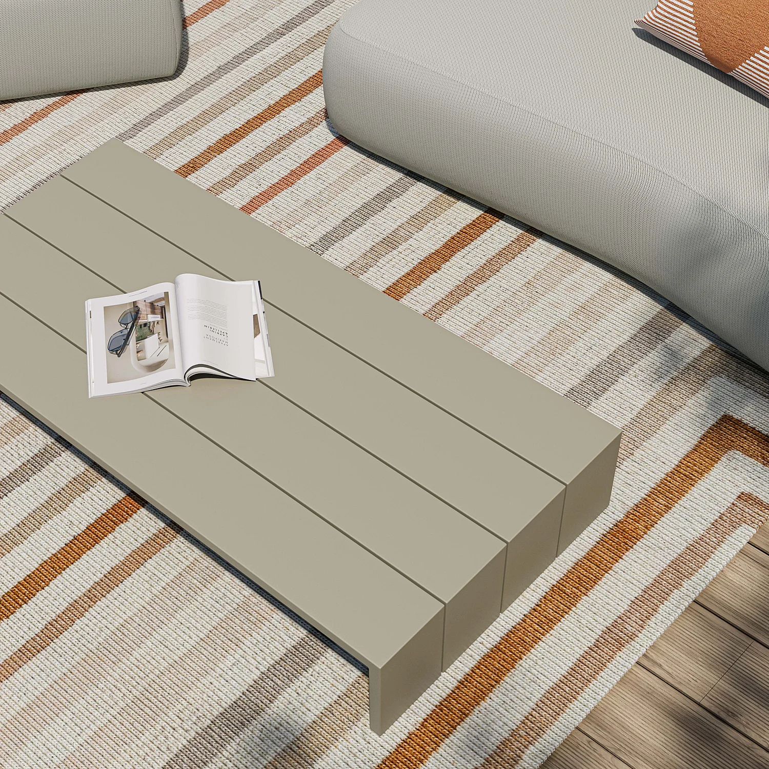 Table basse de jardin en aluminium - Gris soie - 6