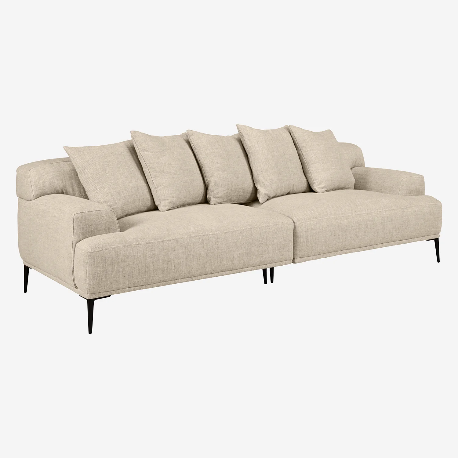 Canapé 3 places en coton et lin garni de plumes - Beige - 4