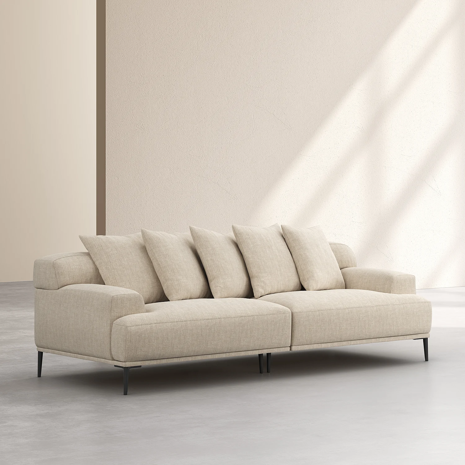 Canapé 3 places en coton et lin garni de plumes - Beige - 6