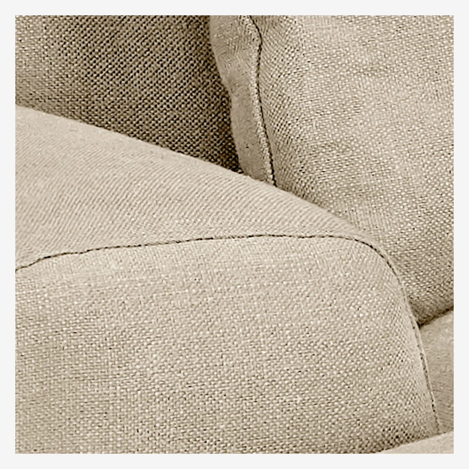 Canapé d'angle droit en coton et lin garni de plumes - Beige - 2