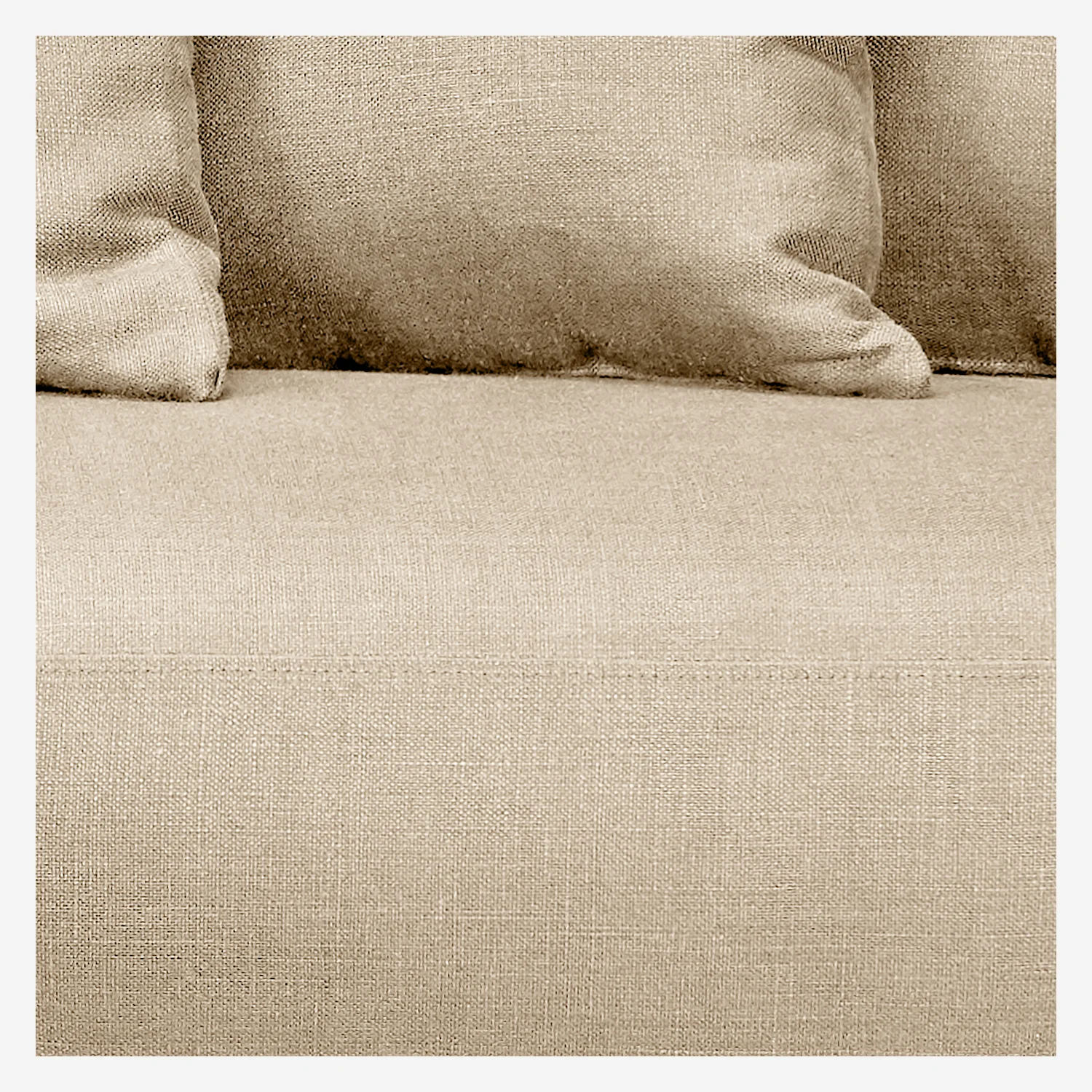 Canapé d'angle droit en coton et lin garni de plumes - Beige - 6