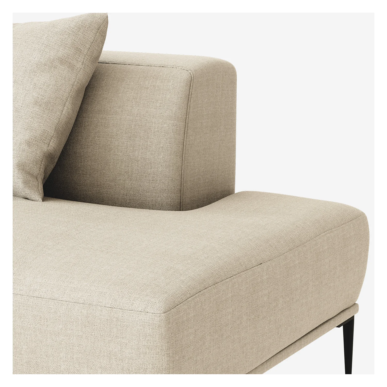 Méridienne droite en coton et lin garnie de plumes - Beige - 4