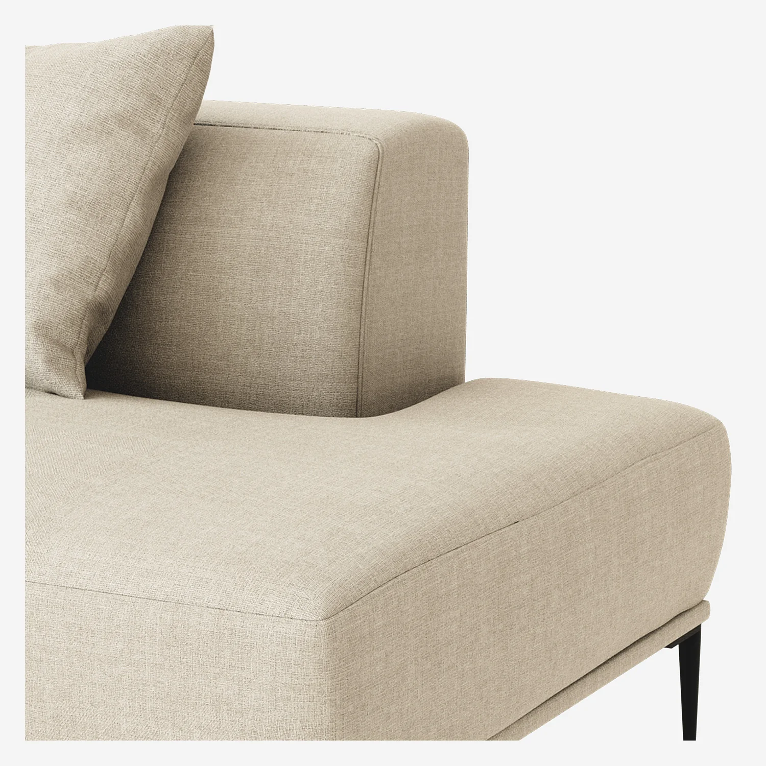 Recamiere rechts - aus Baumwolle und Leinen - mit Federfüllung - Beige - 2