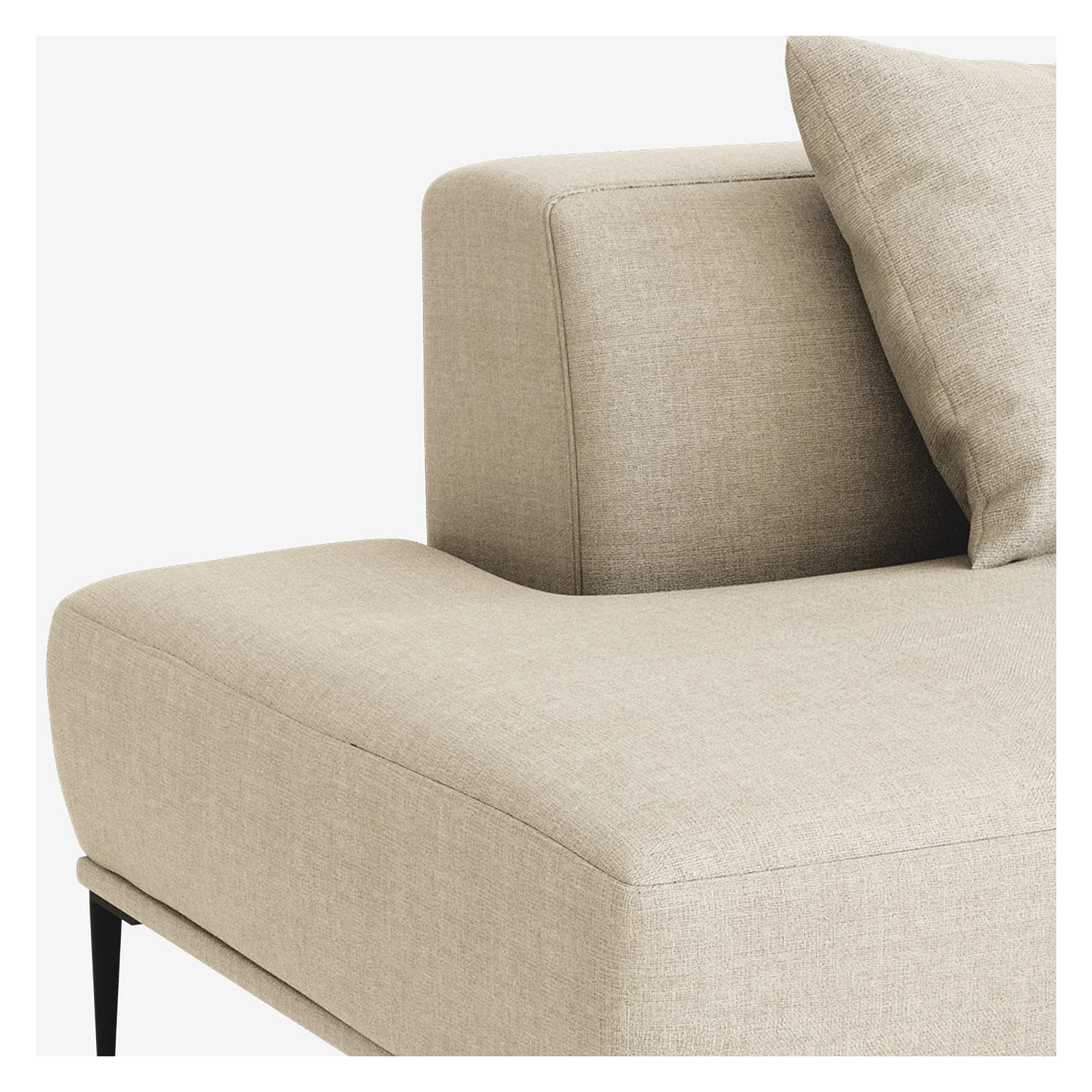 Méridienne gauche en coton et lin garnie de plumes - Beige - 4