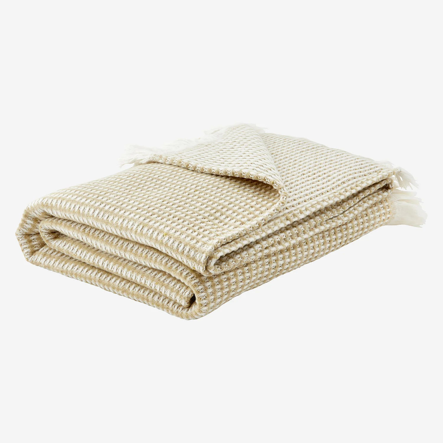 Plaid en coton recyclé - 120 x 180 cm - Beige - 5
