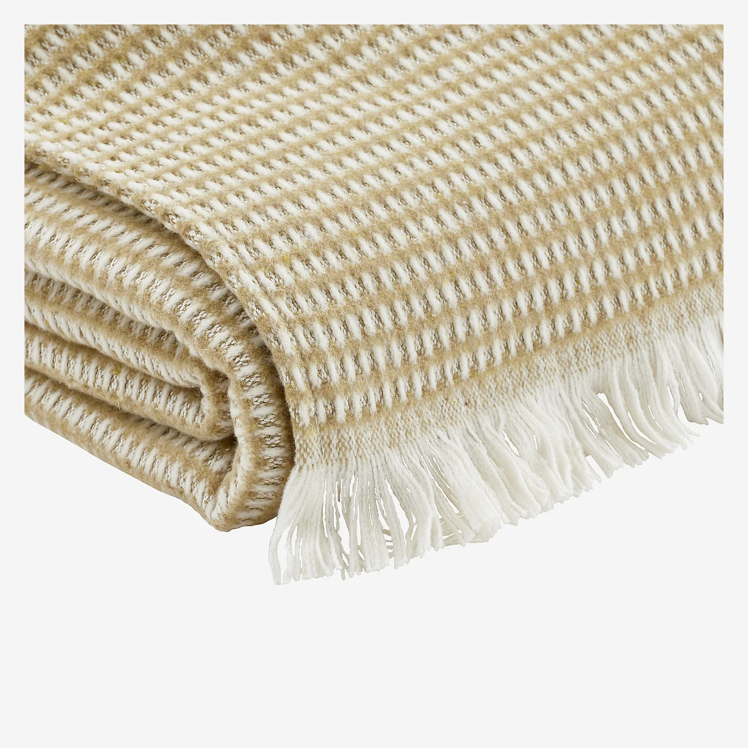 Plaid en coton recyclé - 120 x 180 cm - Beige - 3