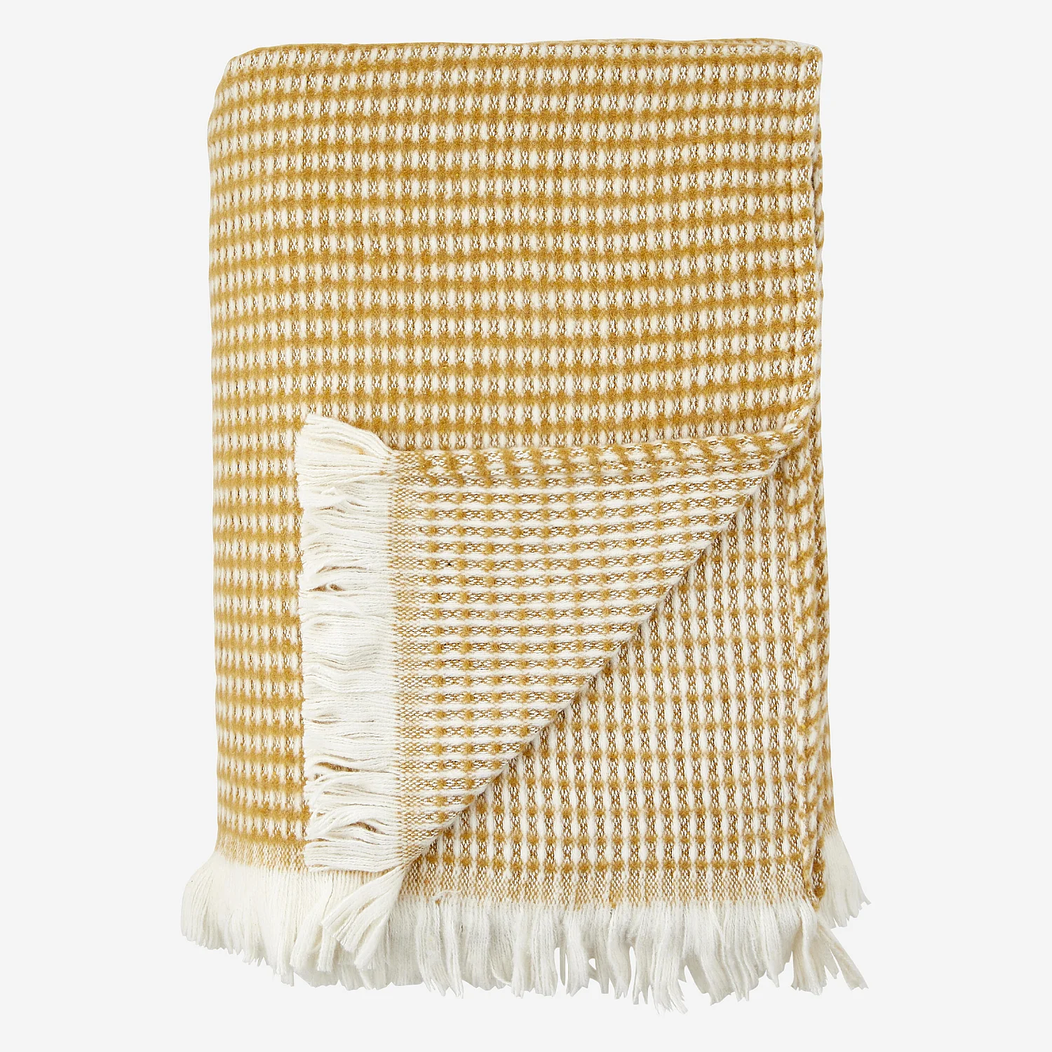 Plaid en coton recyclé - 120 x 180 cm - Ocre - 2