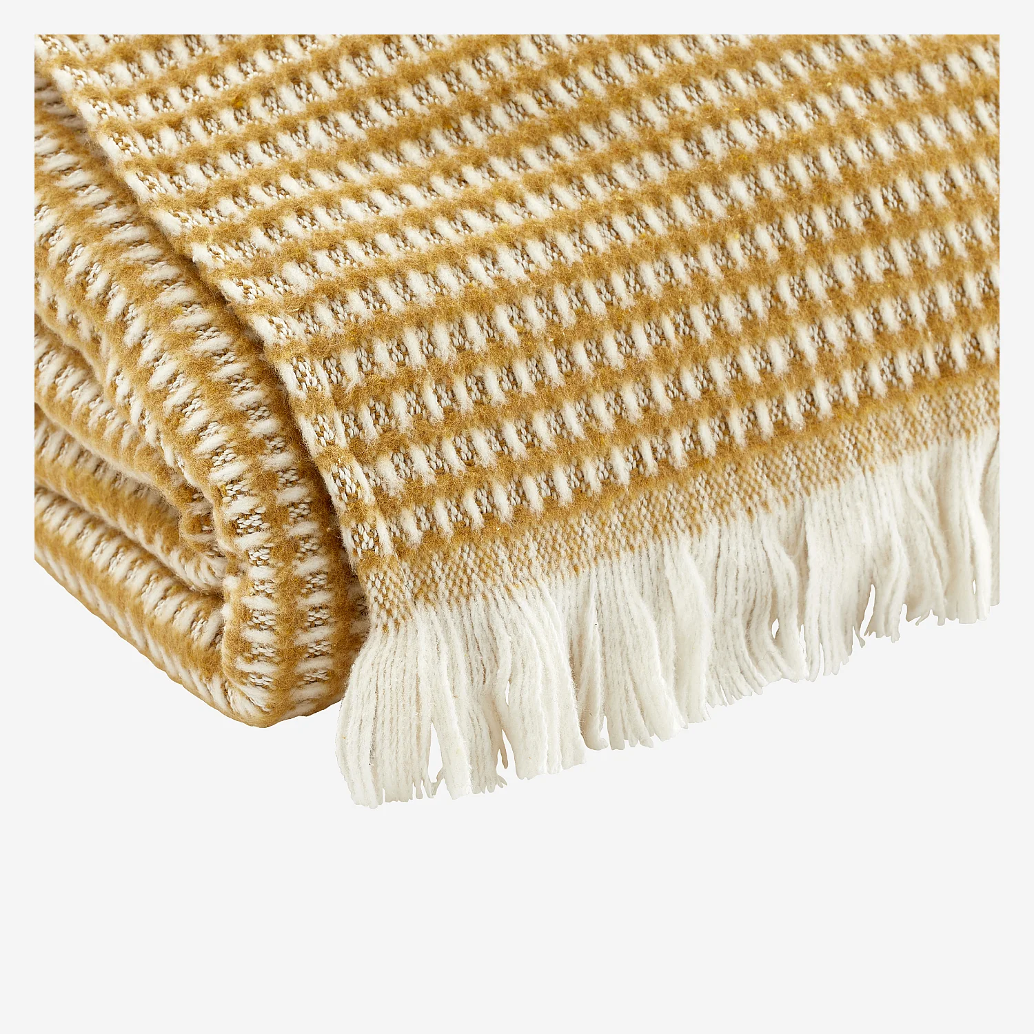 Plaid en coton recyclé - 120 x 180 cm - Ocre - 3