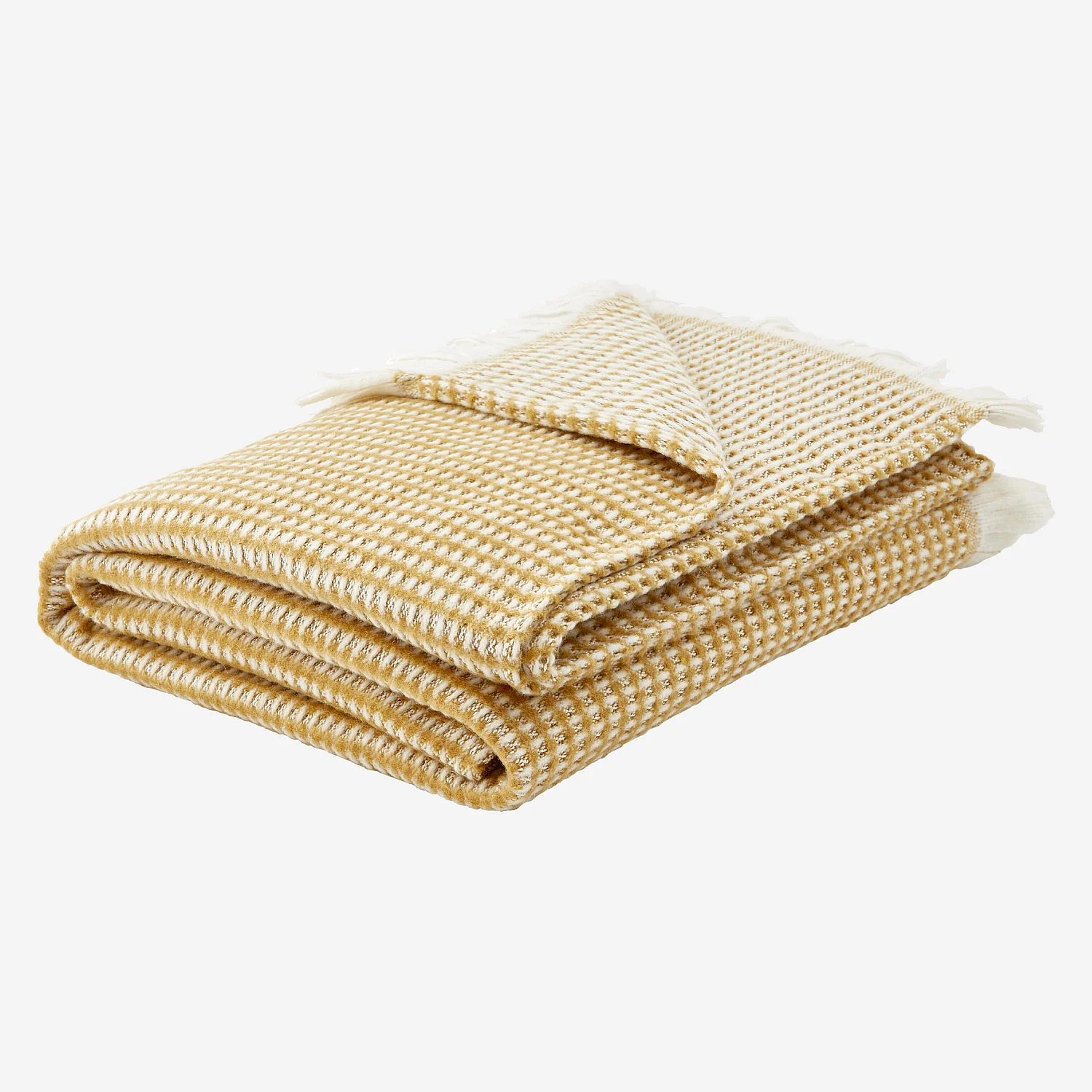 Plaid en coton recyclé - 120 x 180 cm - Ocre - 5