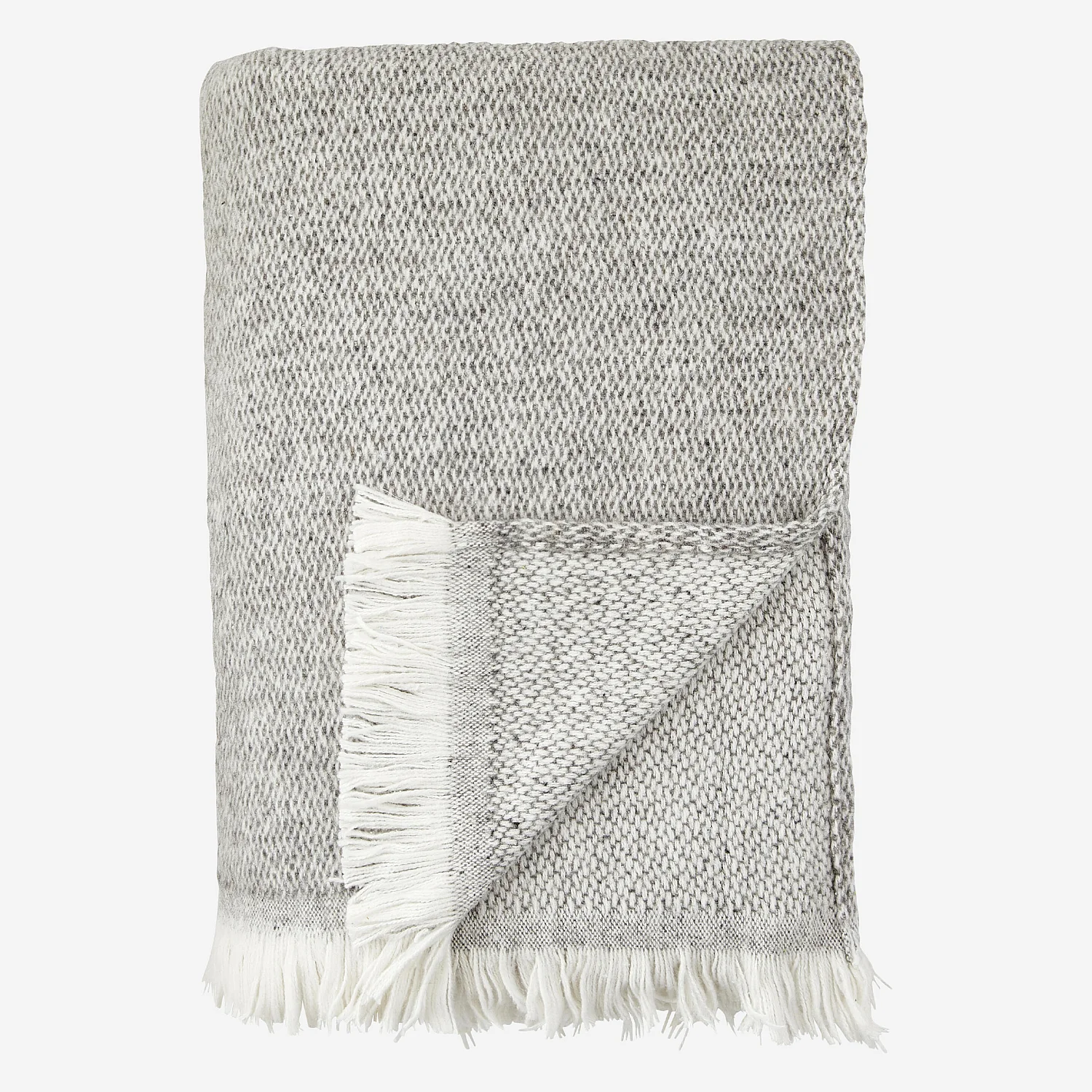 Plaid en coton et laine recyclés - 120 x 180 cm - Granit - 2