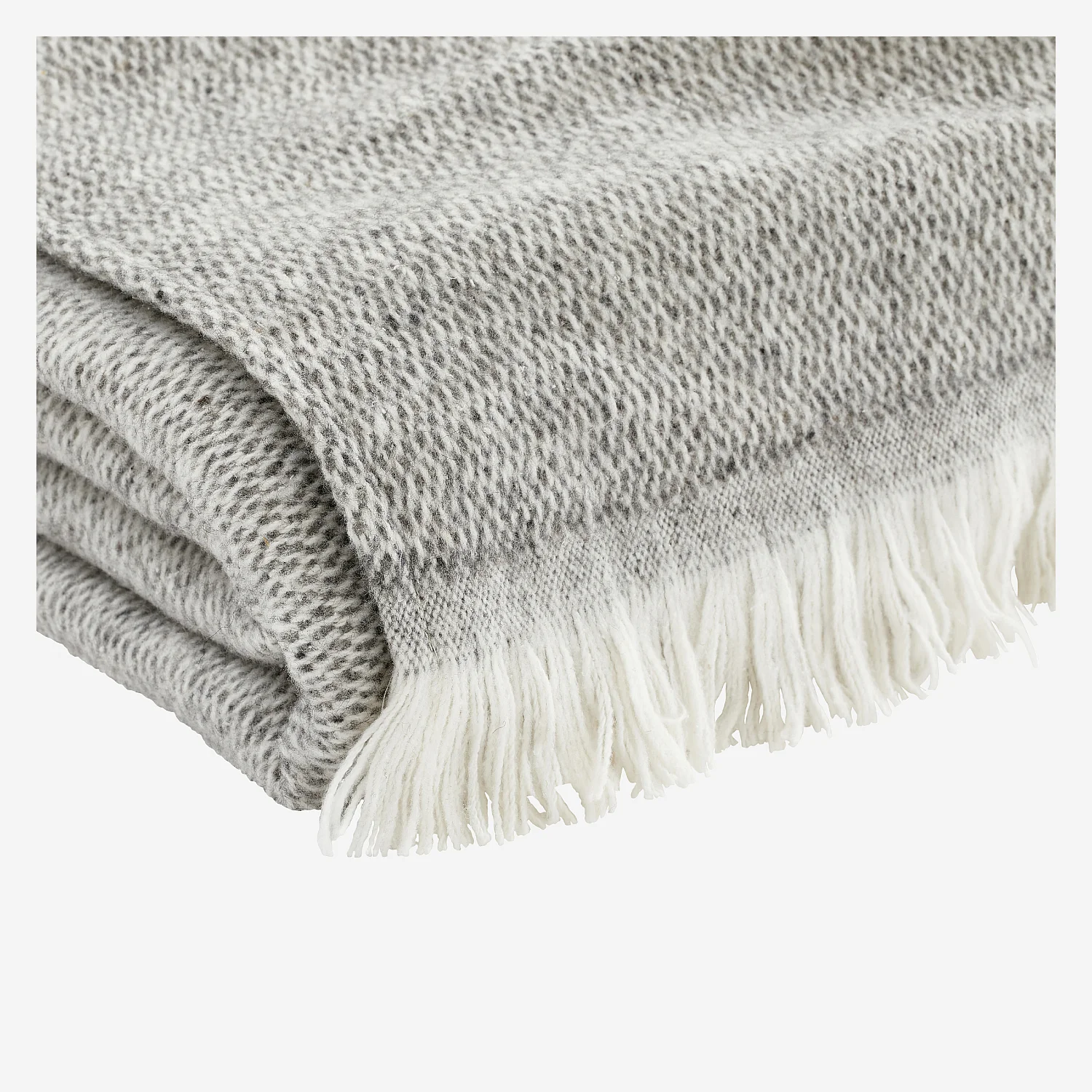 Plaid en coton et laine recyclés - 120 x 180 cm - Granit - 3