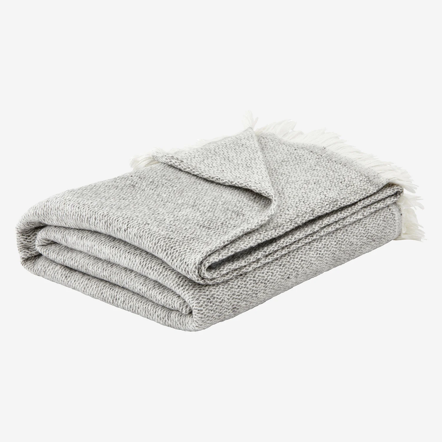 Plaid en coton et laine recyclés - 120 x 180 cm - Granit - 5