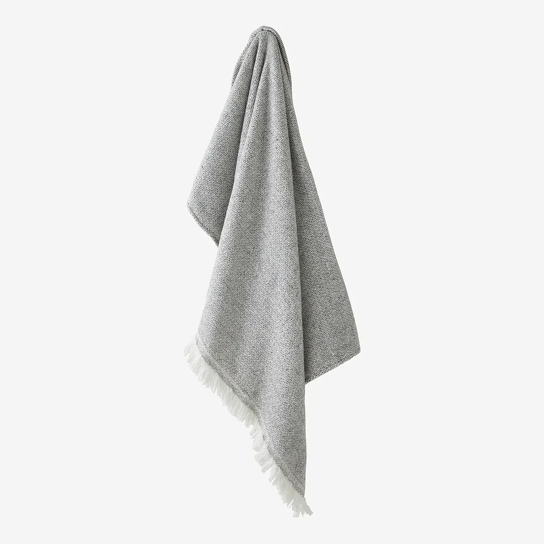 Plaid en coton et laine recyclés - 120 x 180 cm - Granit - 7