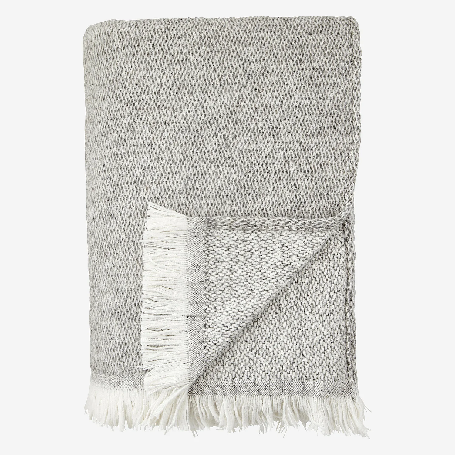 Plaid in cotone e lana riciclata - 120 x 180 cm - Granito - 2