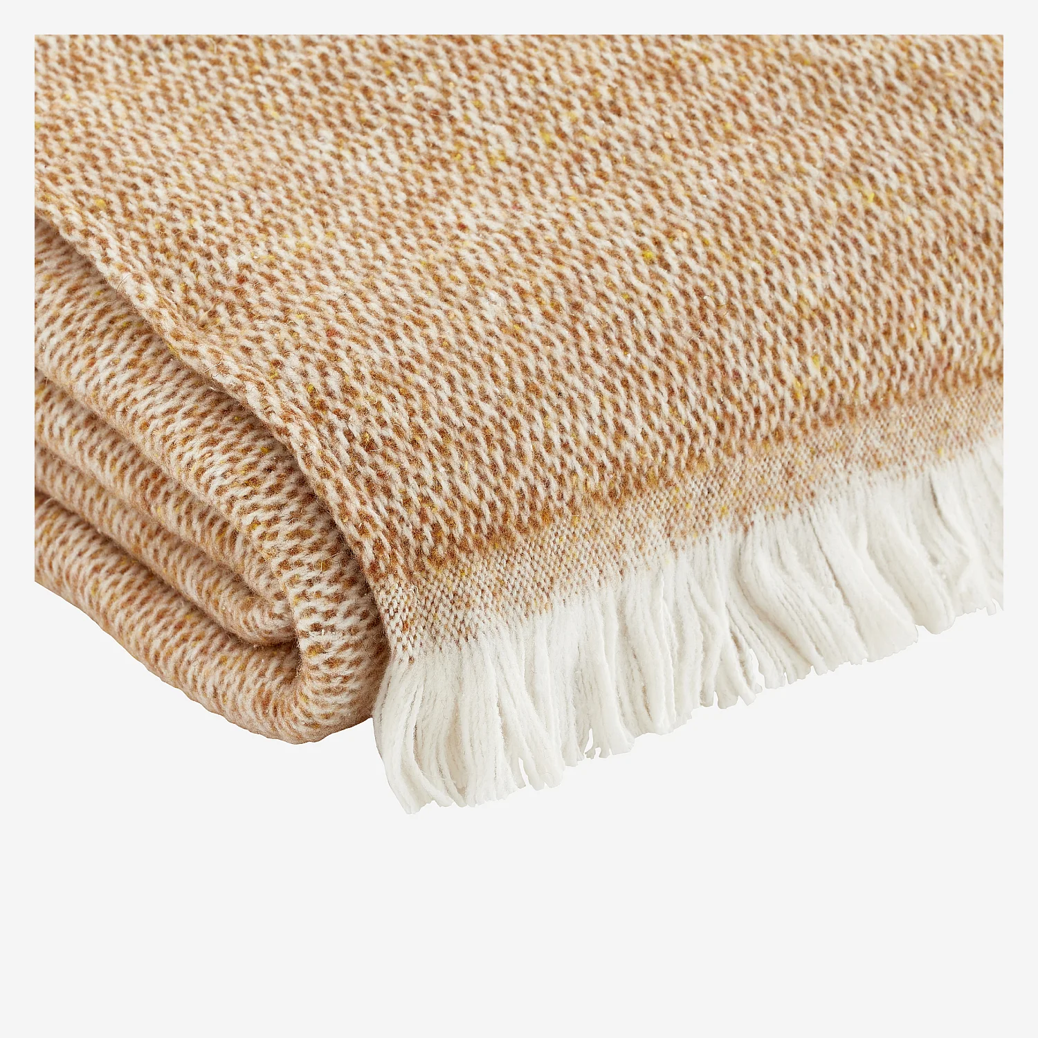 Plaid en coton et laine recyclés - 120 x 180 cm - Miel - 3