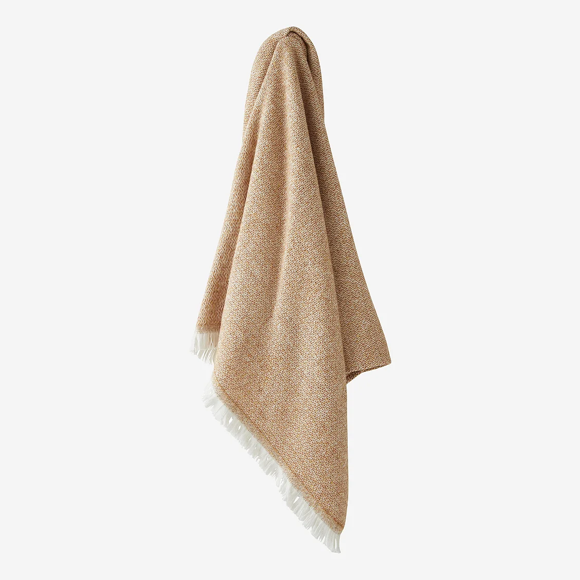 Plaid en coton et laine recyclés - 120 x 180 cm - Miel - 6