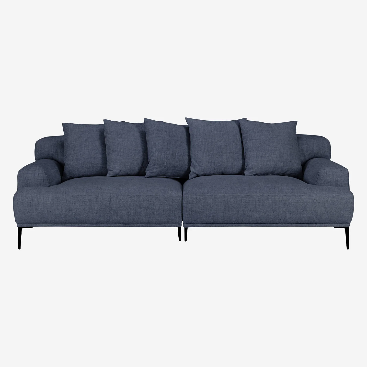Sofa 3-Sitzer - aus Baumwolle und Leinen - mit Federfüllung - Blau - 2