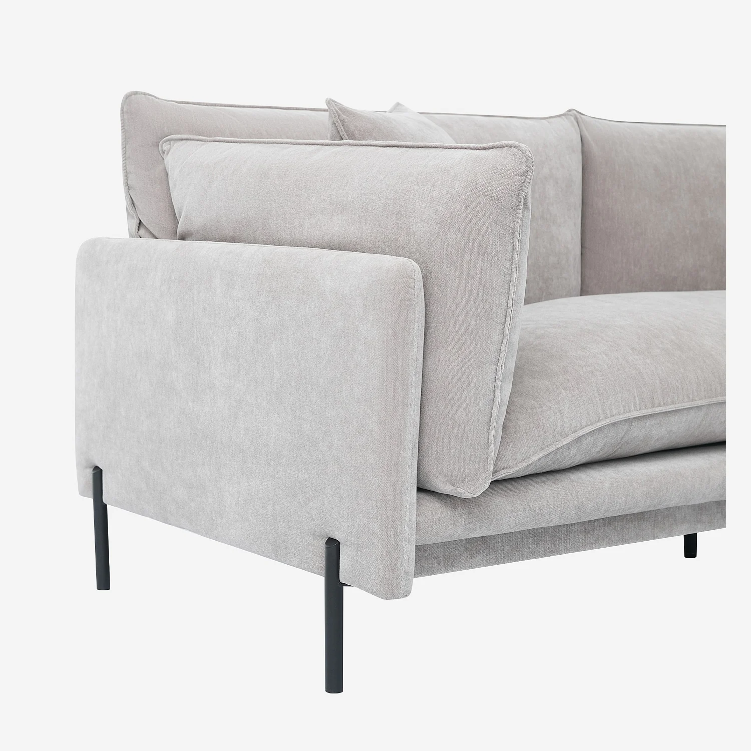 Canapé 3 places déhoussable en tissu garni de plumes - Gris perle - 3