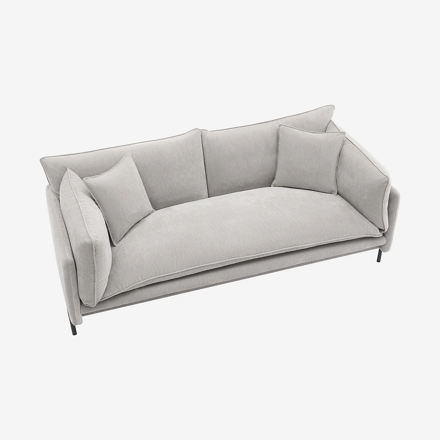 Canapé 3 places déhoussable en tissu garni de plumes - Gris perle - 7