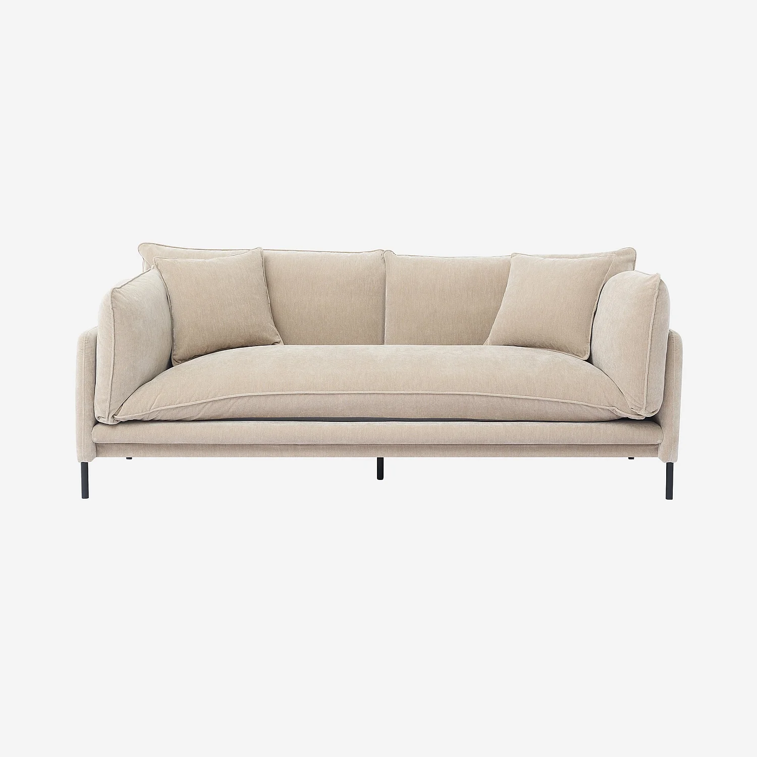 Canapé 3 places déhoussable en tissu garni de plumes - Taupe - 2